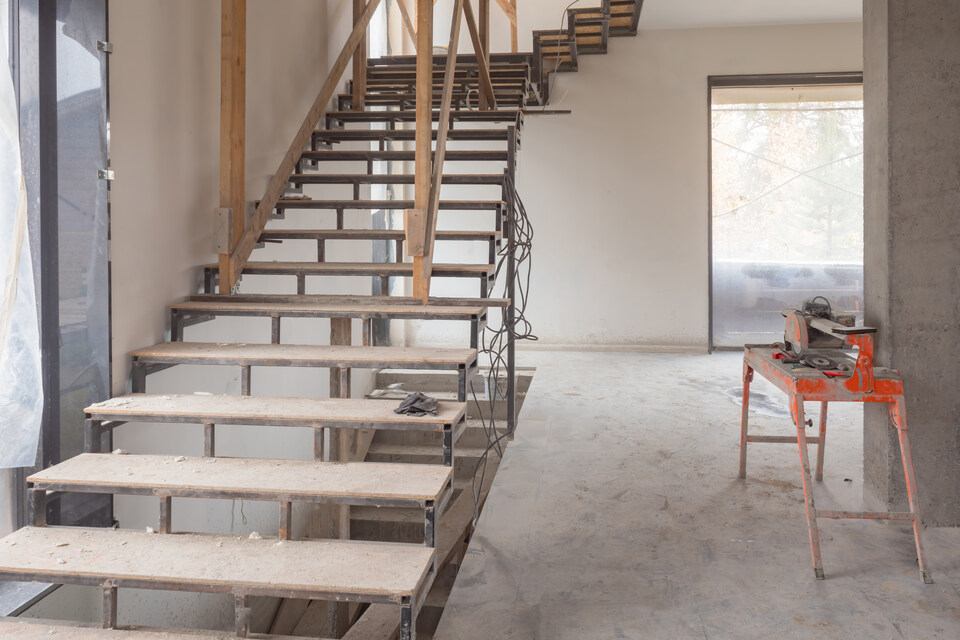 Stairs in an unfinished home